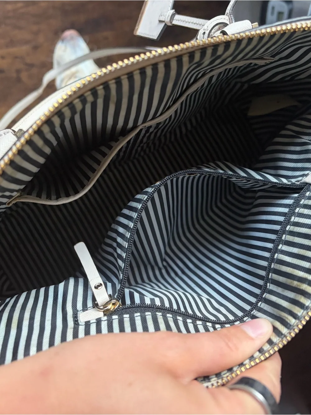 kate spade Cream Saffiano Leather Dome Satchel with Removable Strap